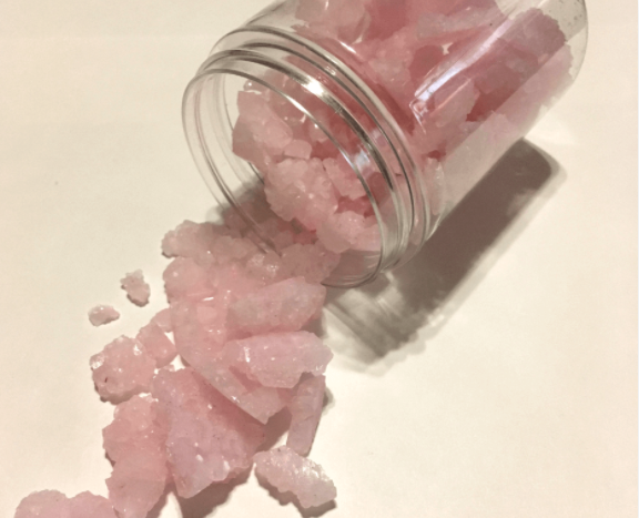 A jar of growing crystals