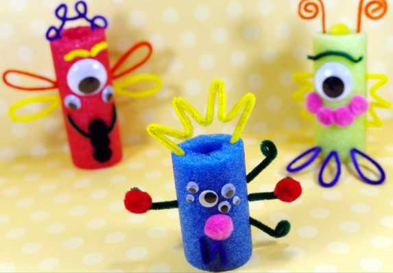 Three not-so-scary pool noodle monsters