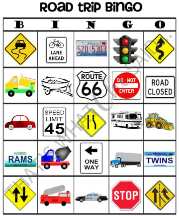 I Spy Road Trip Bingo Game Entertaining and Fun Activity for kids on a car ride