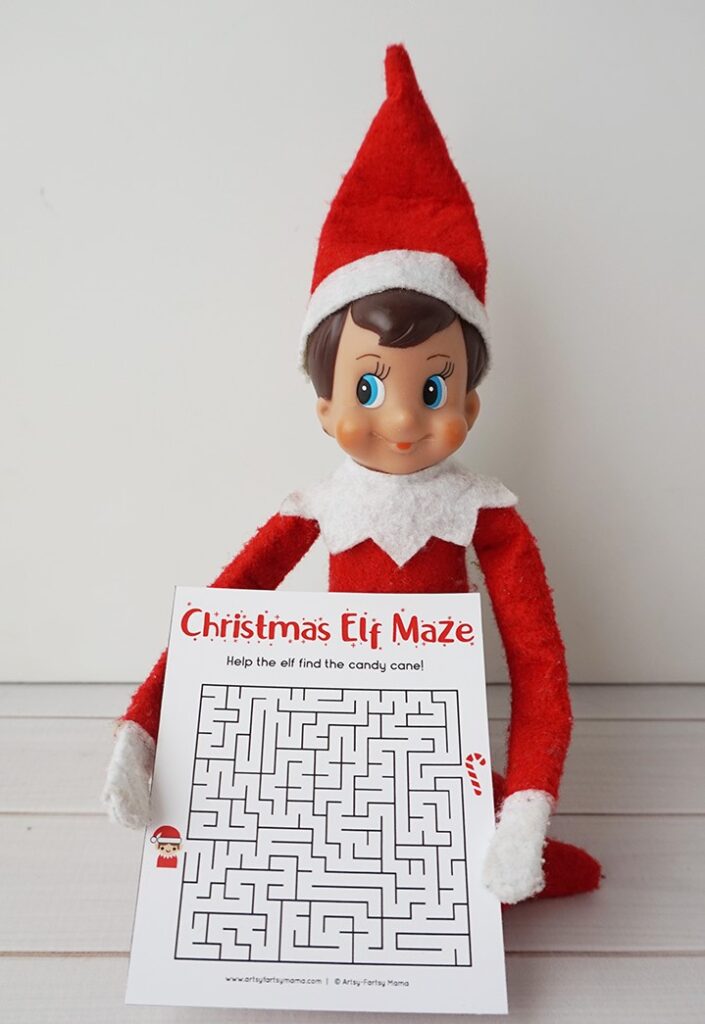 elf on the shelf made a maze for christmas activity
