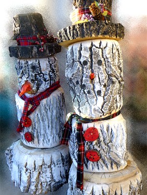 DIY Log Snowman Adorable Christmas Holiday Craft Home Decor