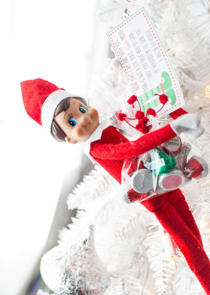 elf on the shelf with kisses chocolates for gifts