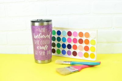 DIY Glitter Tumbler project cute and easy to make perfect beginners 