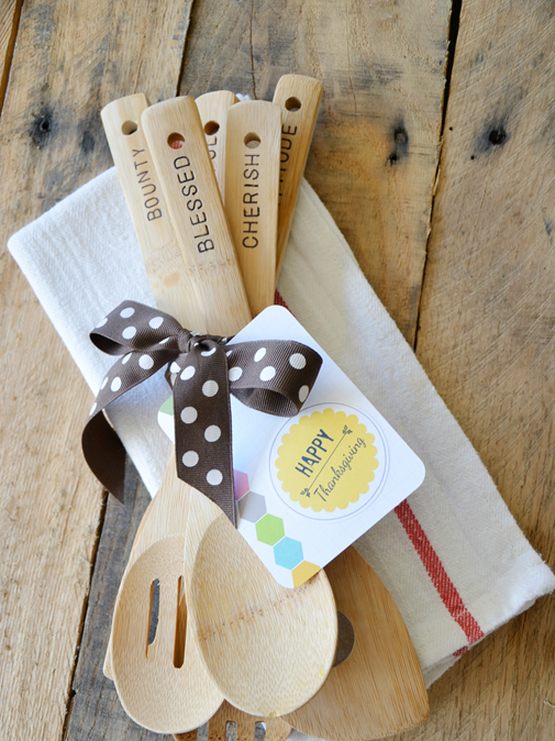 HAND STAMPED WOODEN UTENSILS FUN AND SIMPLE HOSTESS GIFT