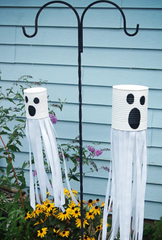 DIY Tin Can Ghost Windsock Decoration is a Spooky and Fun Project for Kids