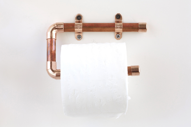 stylish-looking copper pipe toilet paper holder