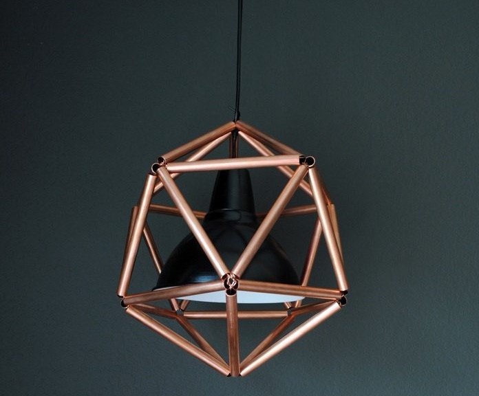 Copper pipe Icosahedron light fixture