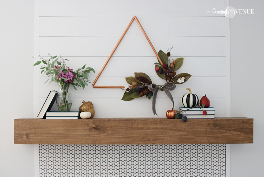 DIY copper pipe triangle wreath