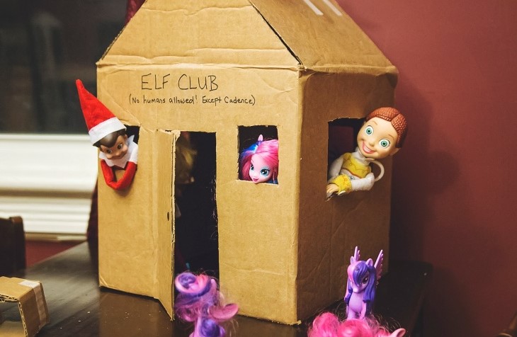 elf on the shelf partying with friends at the club