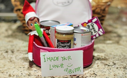 elf on the shelf is packing delicious lunch for school