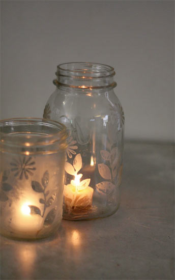  etched mason jar candle holders