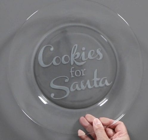 Glass etched Christmas cookie plates 