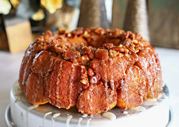 Holiday Spice Monkey bread drizzled with icing