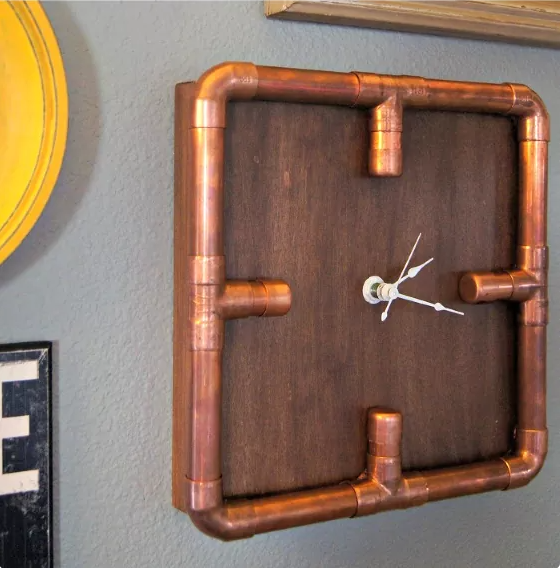 Copper pipe industrial wall clock