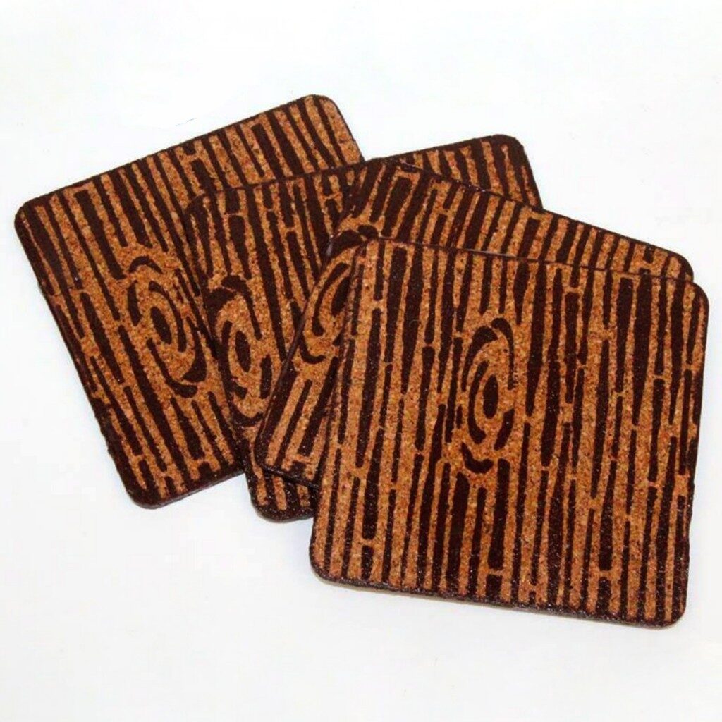 Woodgrain designed cork coasters