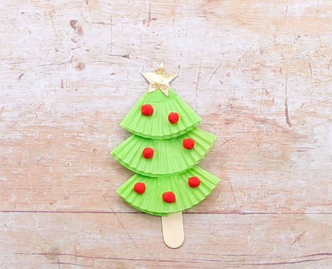 Cupcake Liners Christmas Tree Craft Ornament Fun Easy Project for Kids