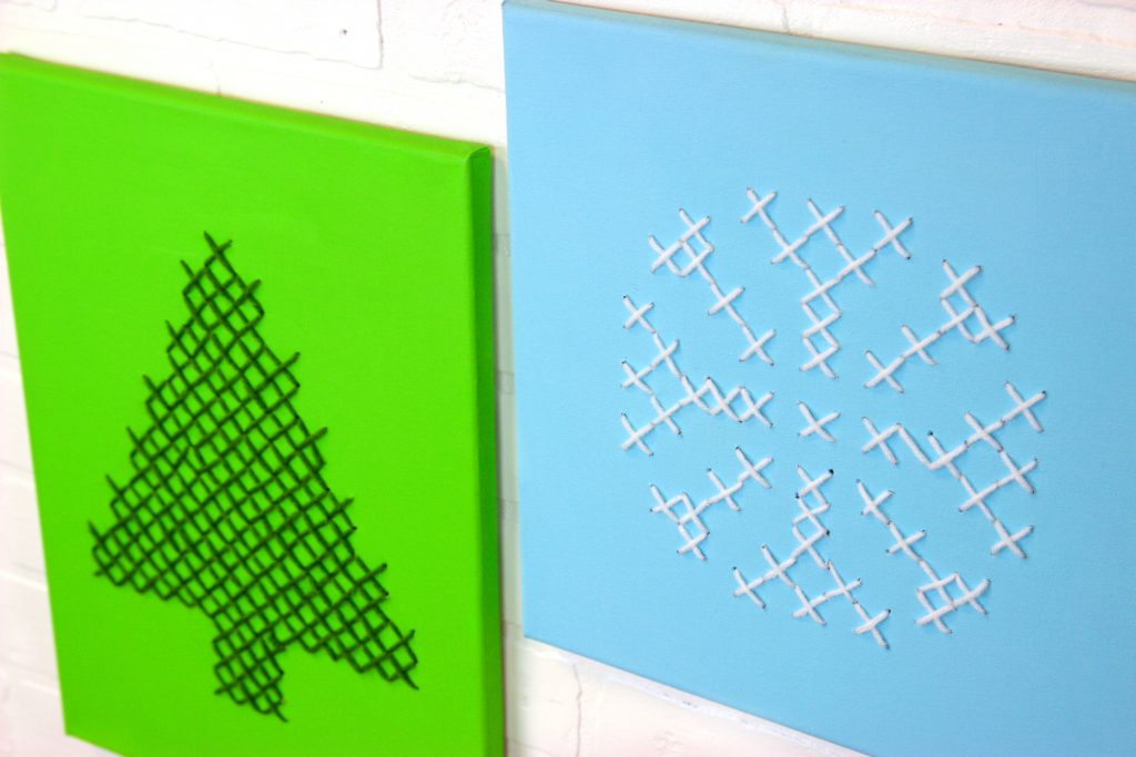 DIY Christmas Cross Stitch Canvases a Perfect Holiday Decor