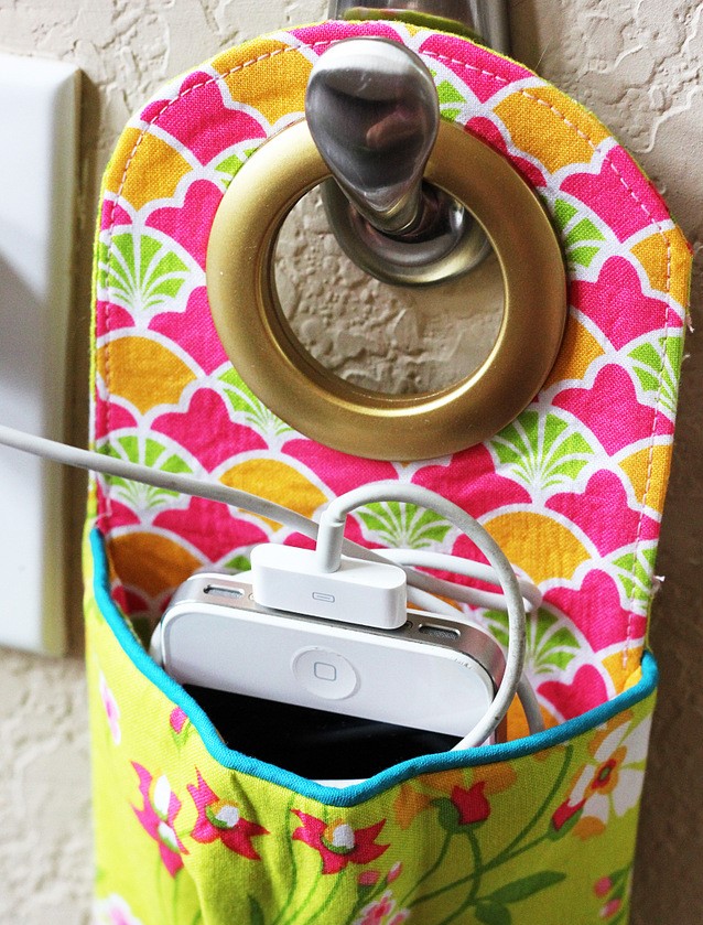 easy and cute DIY FABRIC PHONE CHARGING STATION