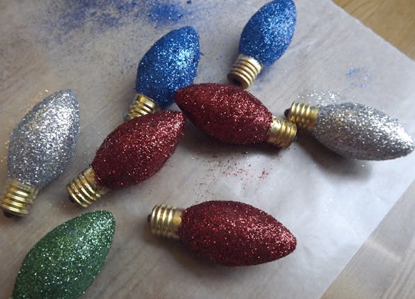 DIY Glitter Christmas Lights Creative and Colorful Holiday Ornaments