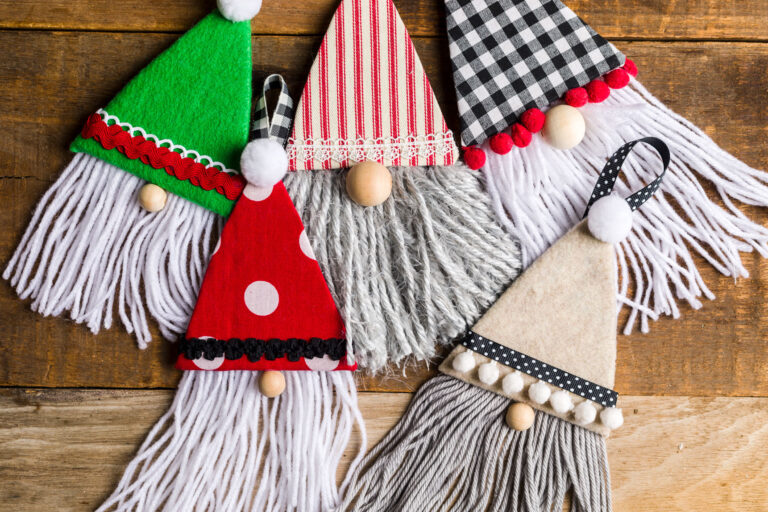 Colorful Homemade Christmas Gnome Ornaments