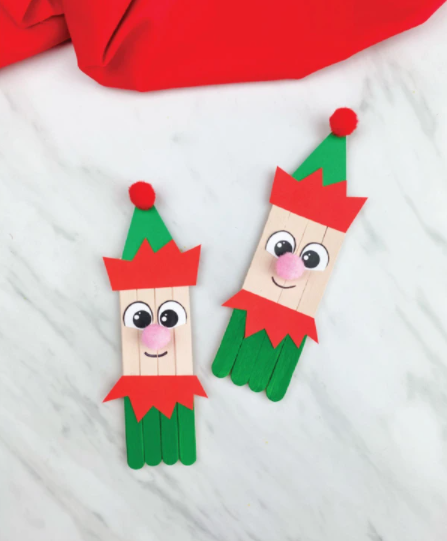 Festive Elf Popsicle Stick Craft Christmas Decoration