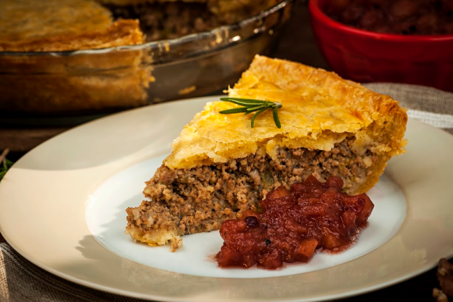 French Canadian Tourtière delicious meat pie traditional dish feast for Christmas