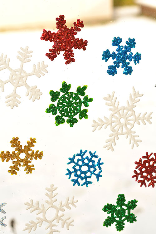 Glittery Snowflake Window Clings Simple and Cute Crafts for Kids