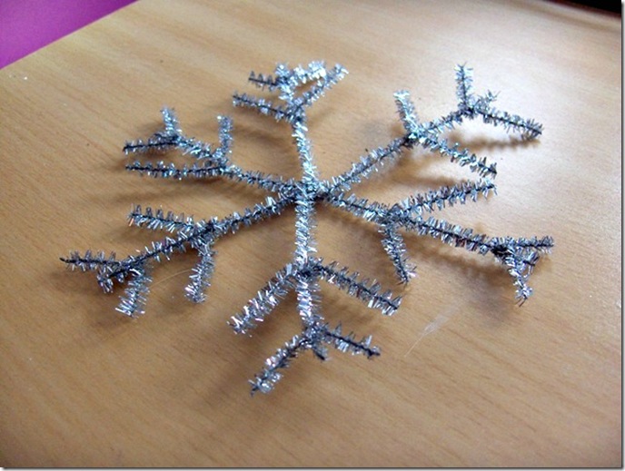 Glittery Chenille Stem Snowflakes quick and easy and fun crafts for kids