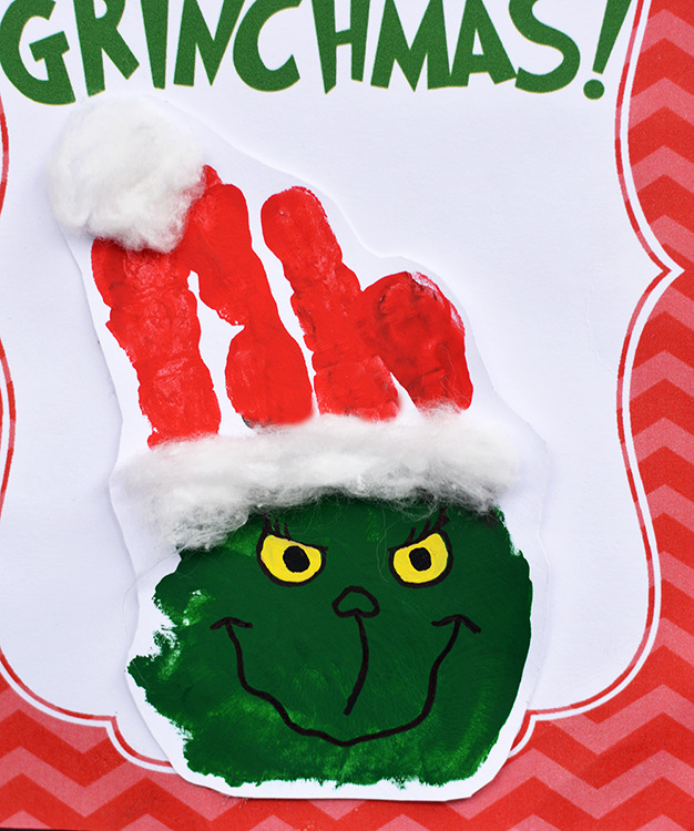 DIY Grinch Handprint Christmas Card 