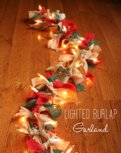 Lighted Burlap Garland For Christmas Holiday Home Decor