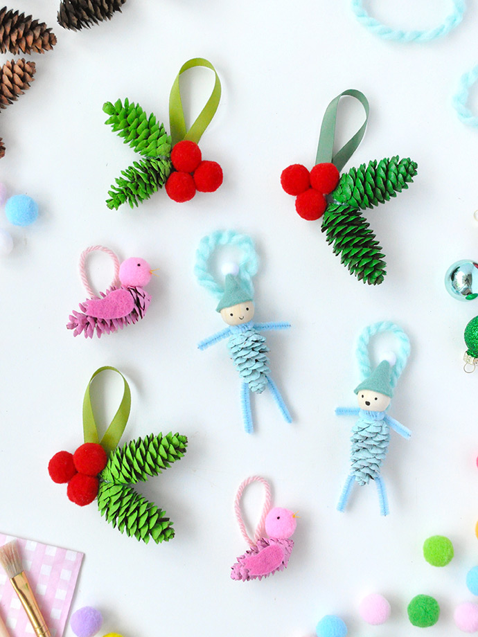 THREE WAYS PINECONE ORNAMENTS Cute DIY Crafts for Gifts