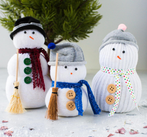 Easy Sock Snowman Christmas decorations