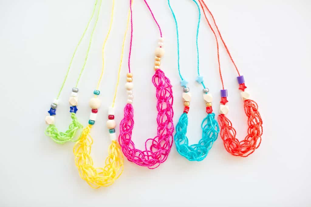 Beautiful finger knitted necklaces