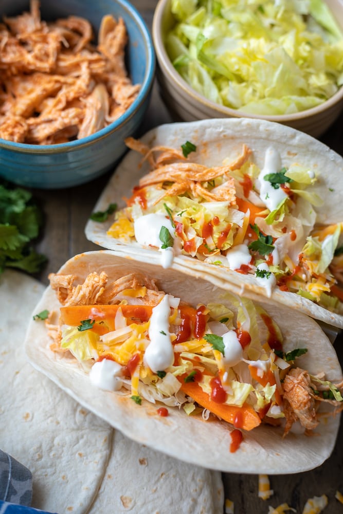 Easy Buffalo Chicken Tacos with Spicy Kick from left-over meal