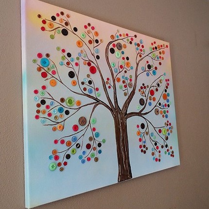 Vibrant button tree canvas