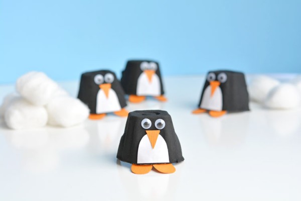 Adorable egg carton penguins