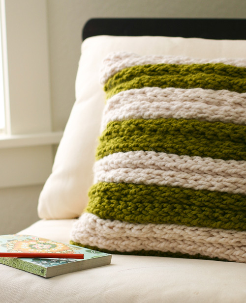 Chunky finger knitted pillows