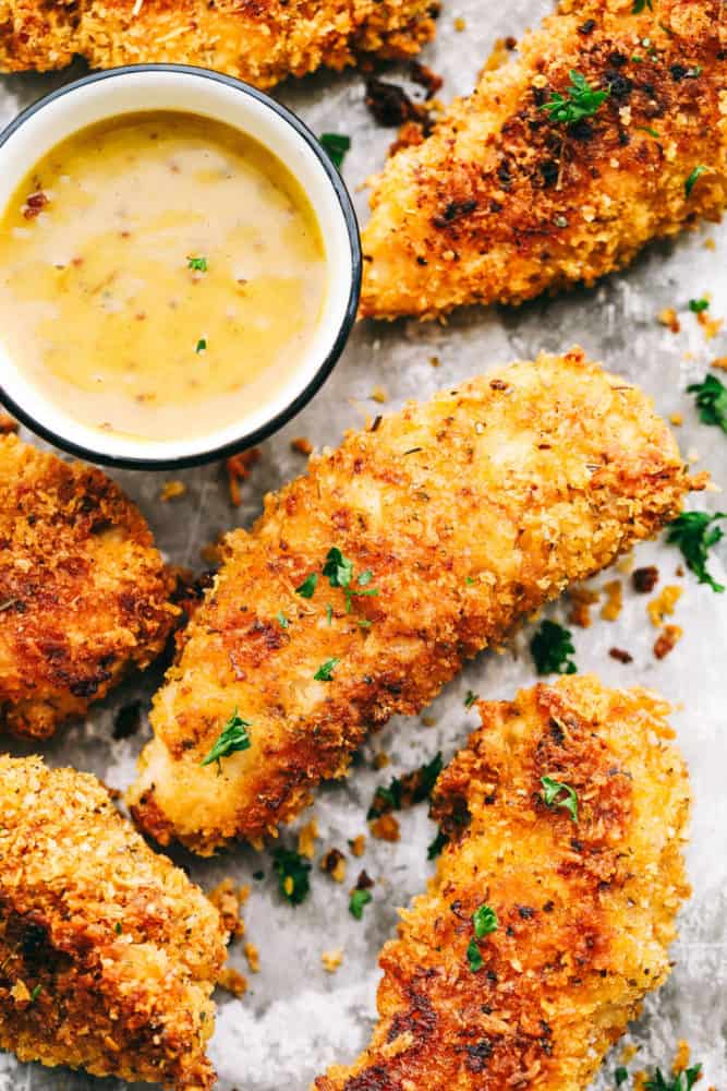 GARLIC PARMESAN CHICKEN TENDERS garlic parmesan panko  for quick lunch meals or a snack for after school