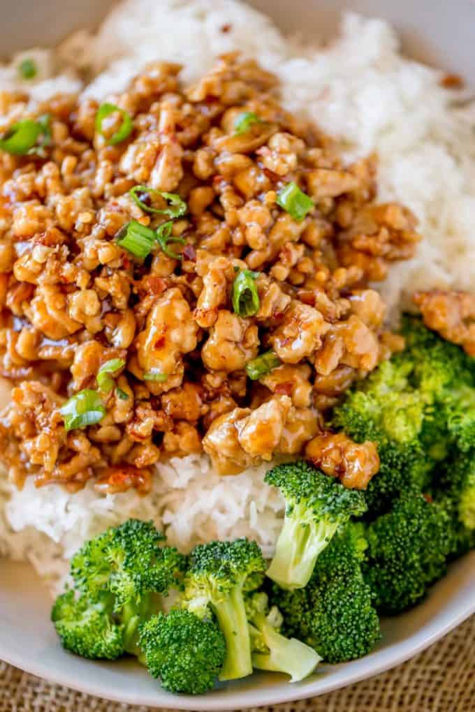 1 Pan Ground Orange Chicken 20 minutes using a Panda Express copycat sauce tasty and healthy recipe