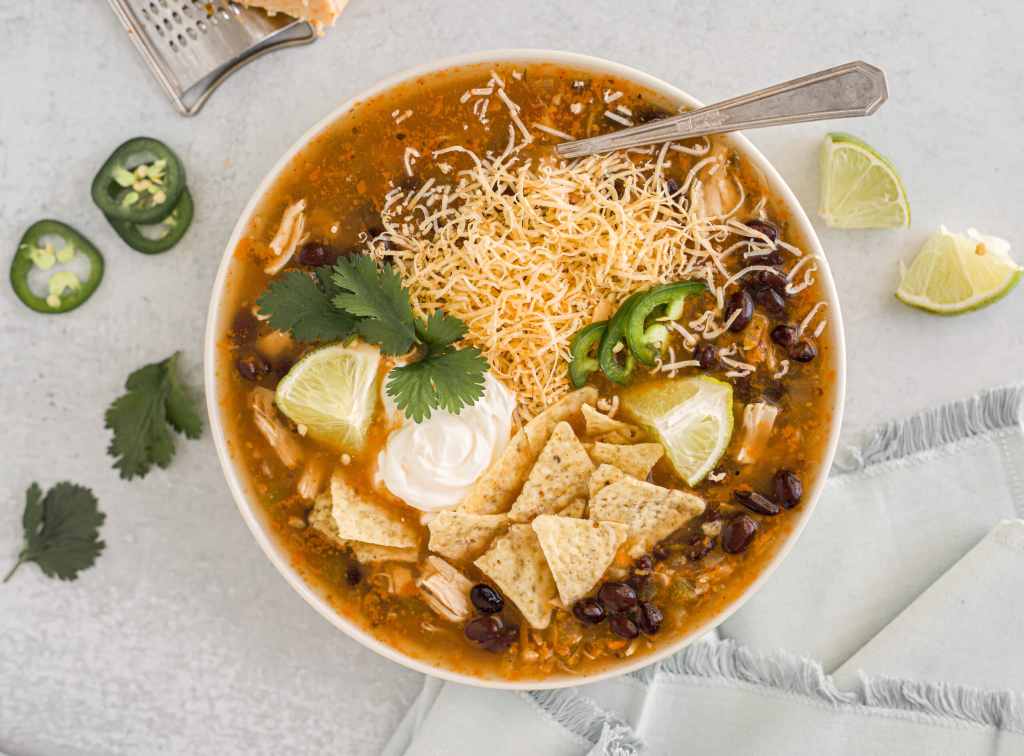 hearty and delicious rotisserie chicken tortilla soup