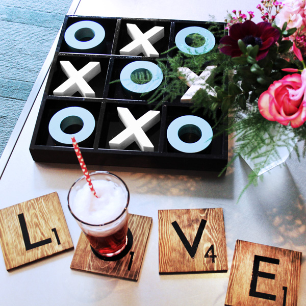 SCRABBLE TILE INSPIRED DIY COASTERS 5 MINUTE PROJECT FOR VALENTINES