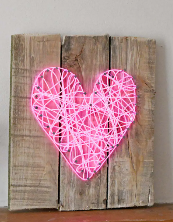 String Art Neon Heart Sign Cute and Fun Valentine's Day Decoration 