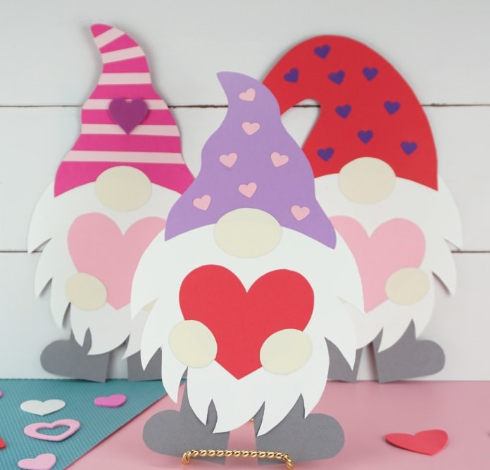 cute heart filled Valentine gnomes