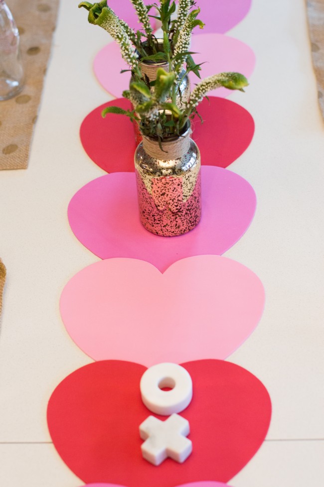 Simple DIY table runner for Valentine's Day and kids party decoration