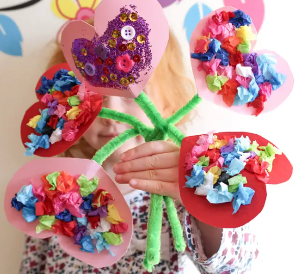 Gorgeous and colorful Valentines Heart Bouquet