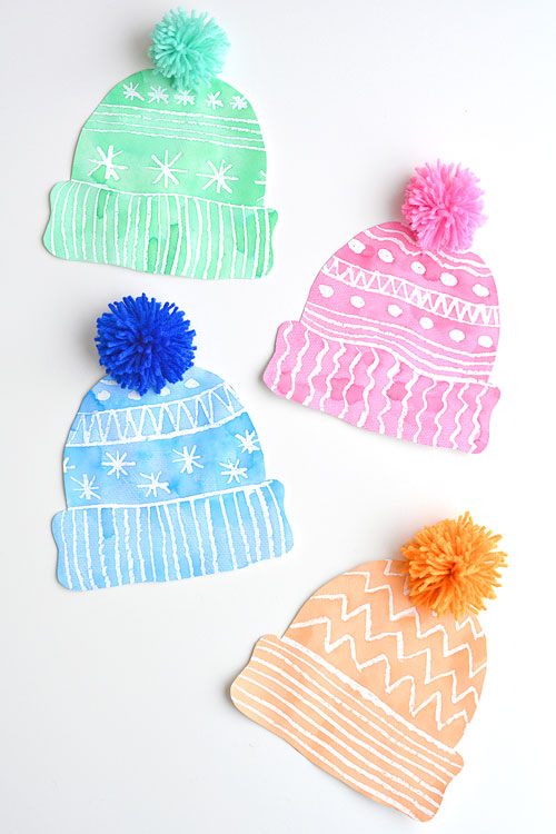Colorful winter hat art a project for kids that is so much fun