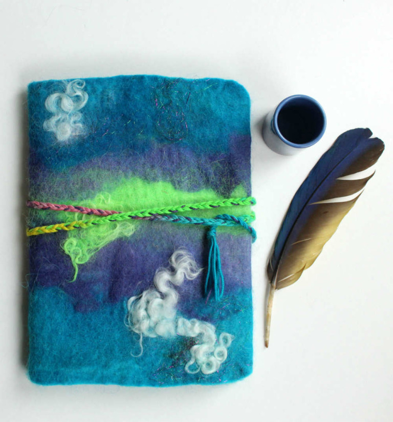 wet felted journal cover