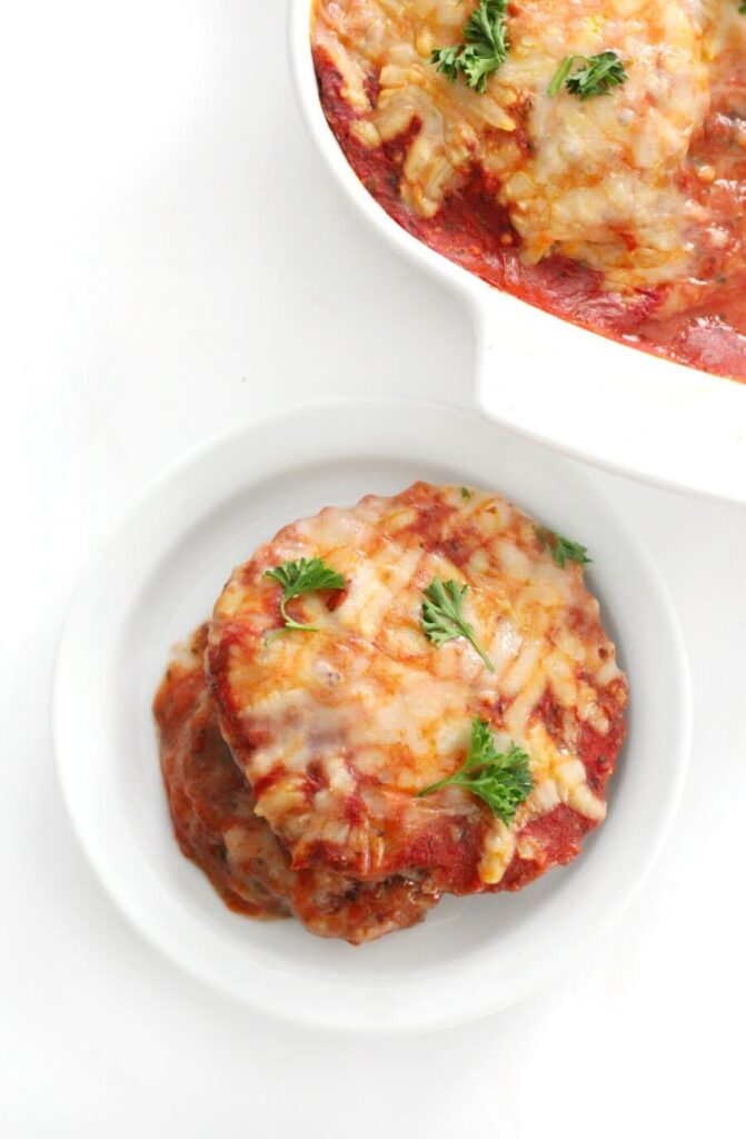 Vegan Eggplant Parmesan is an easy to prepare meal Gluten-Free, Allergy-Free Air Fried & Baked