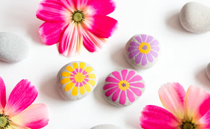 Colourful and Cheerful Flower Painted Rocks