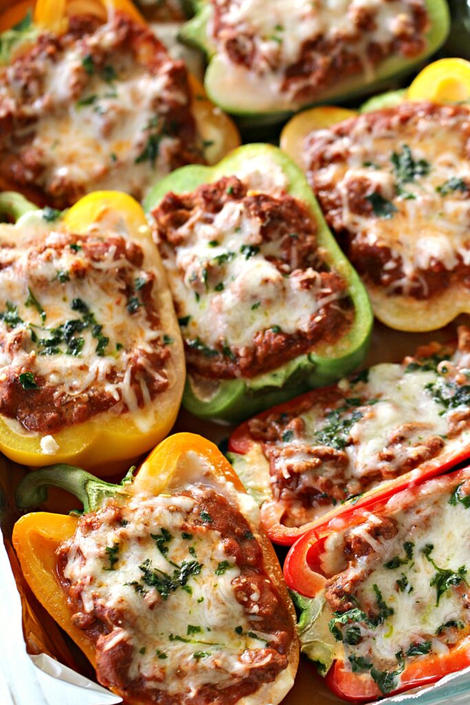 Ground Turkey Lasagna Stuffed Peppers is a delicious low-carb Recipe for the family